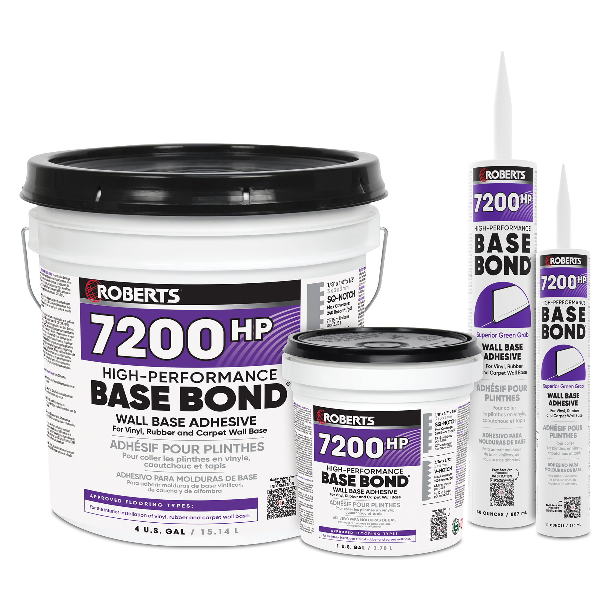 7200HP HIGHPERFORMANCE BASE BOND® WALL BASE ADHESIVE Roberts